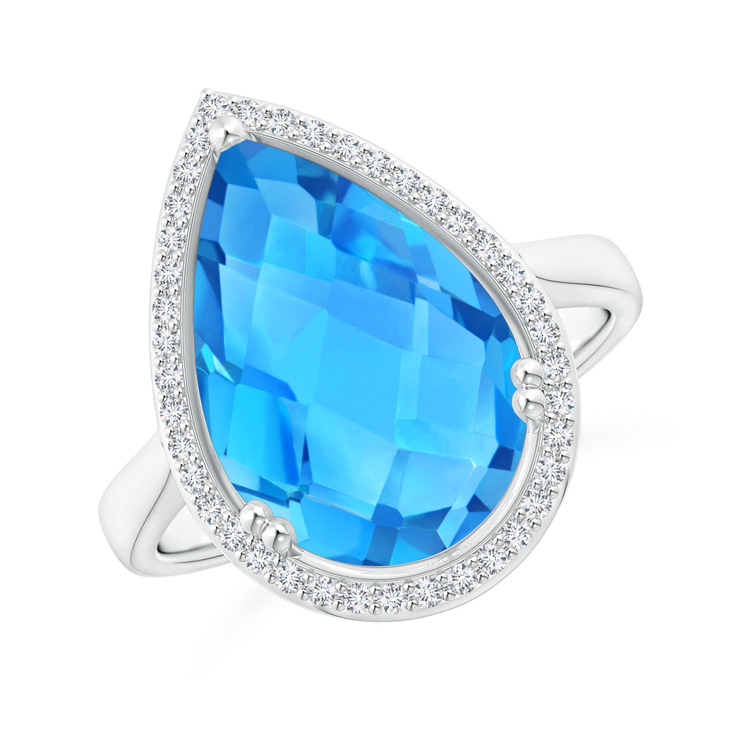 AAA - Swiss Blue Topaz / 6.95 CT / 14 KT White Gold