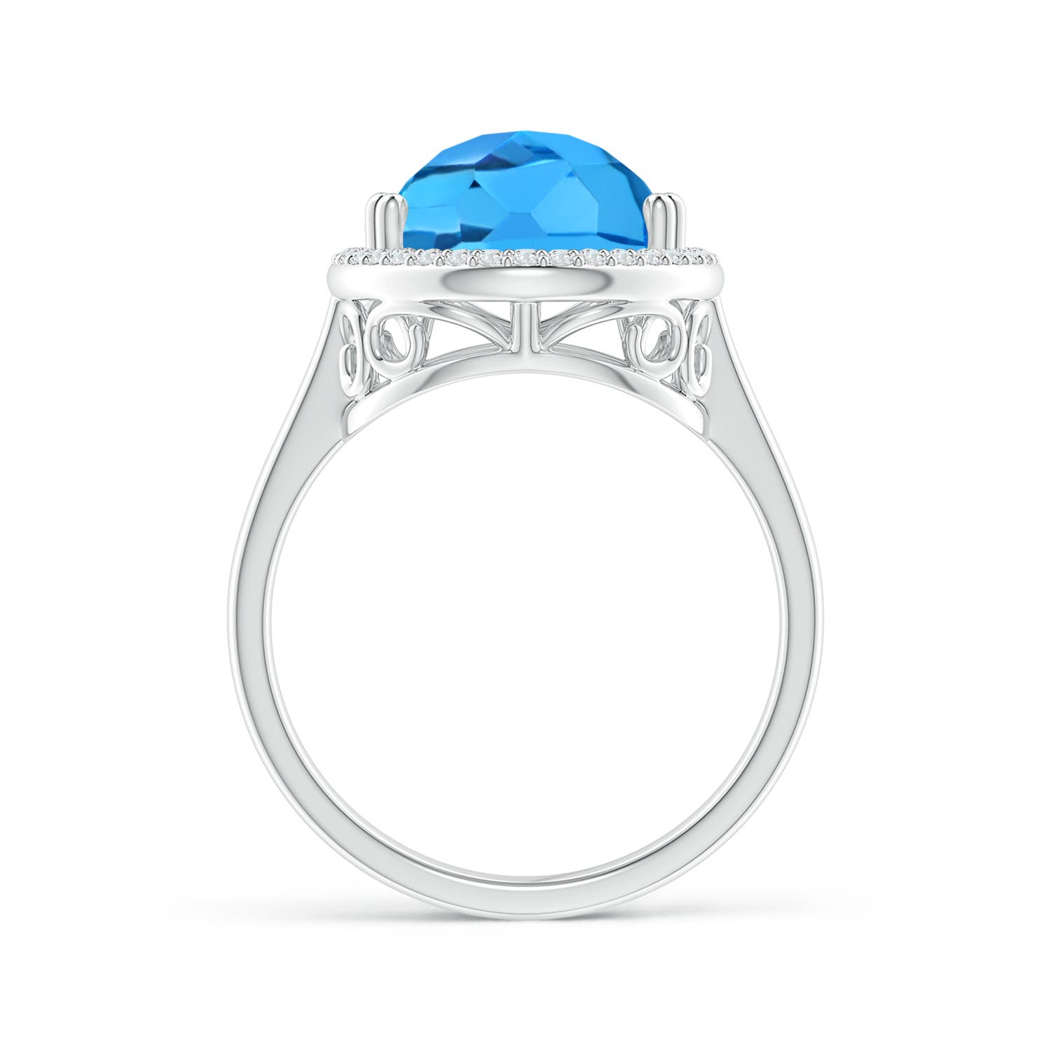 AAA - Swiss Blue Topaz / 6.95 CT / 14 KT White Gold