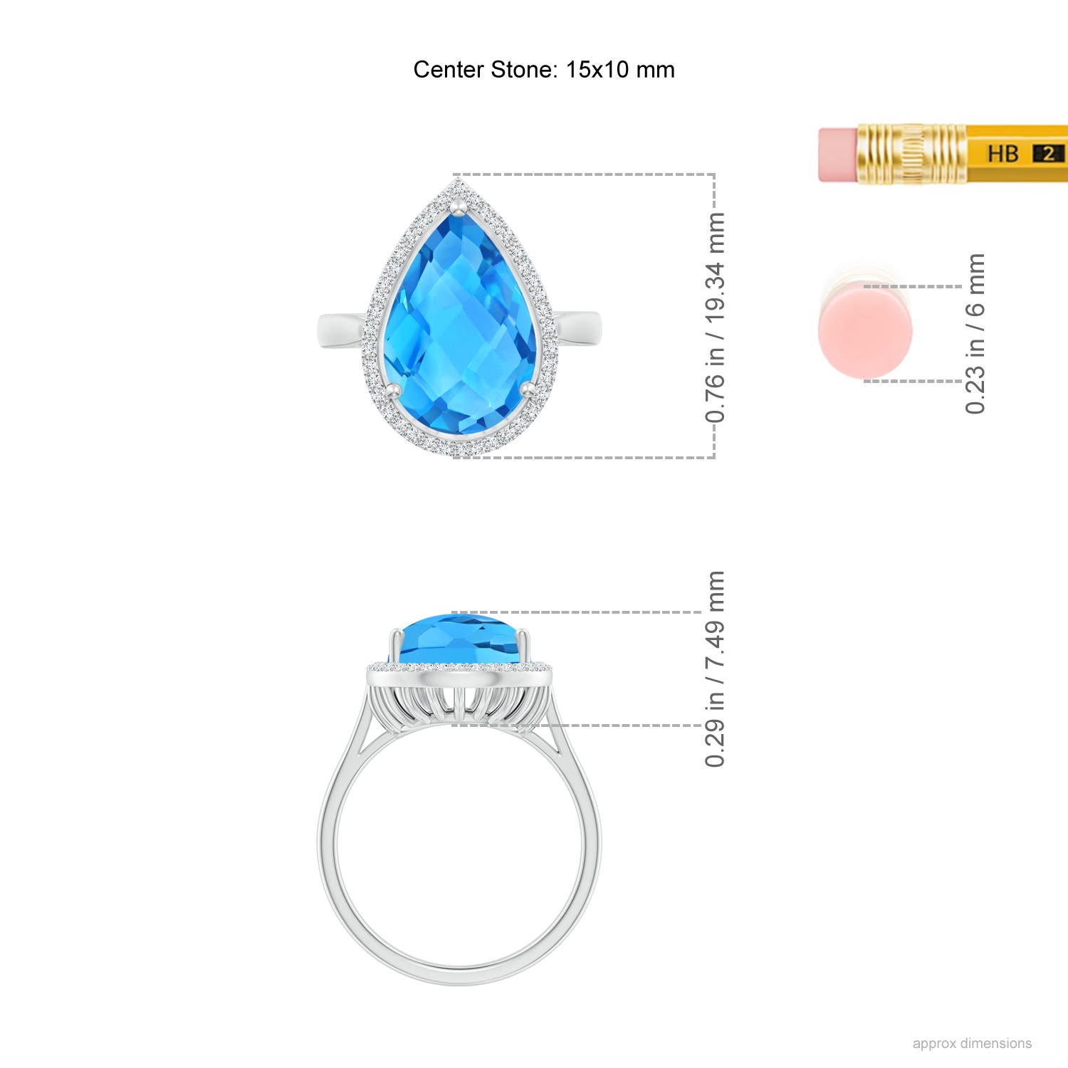 AAA - Swiss Blue Topaz / 6.95 CT / 14 KT White Gold