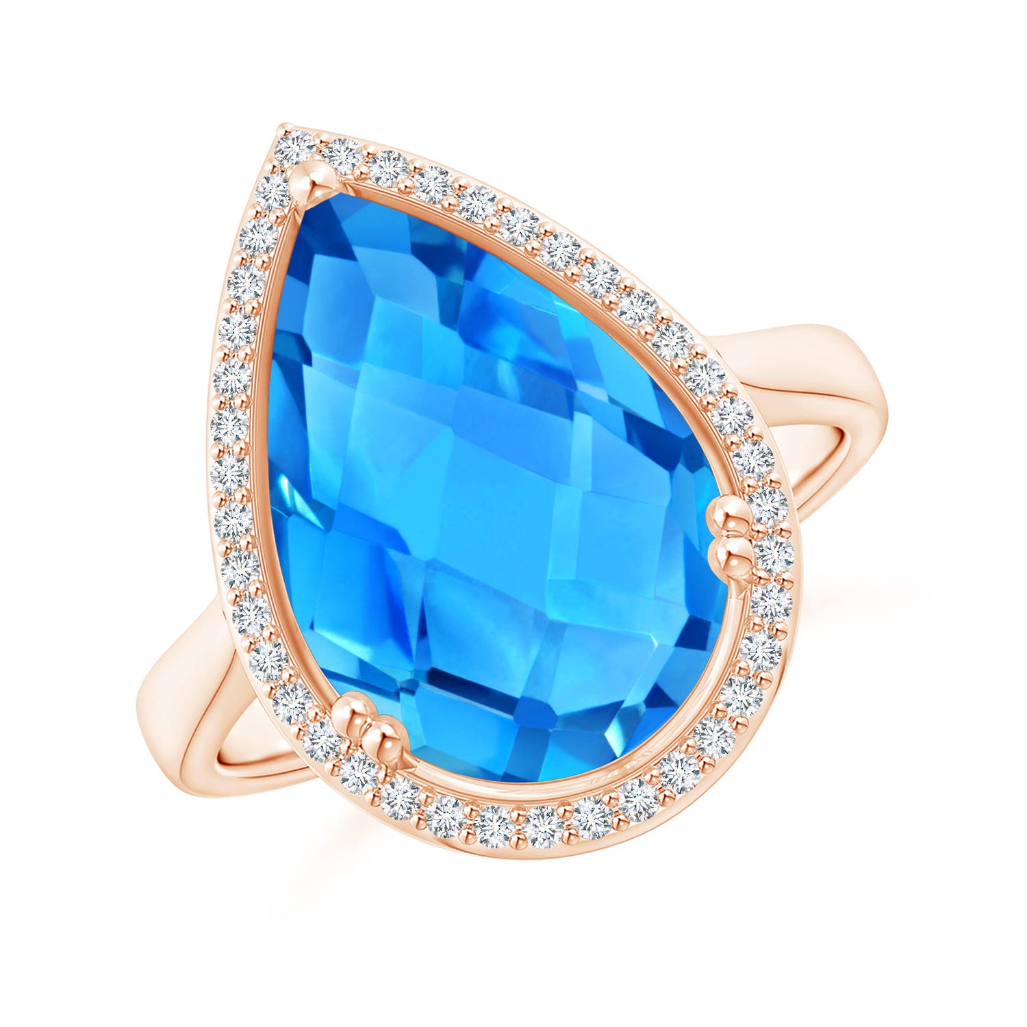 AAAA - Swiss Blue Topaz / 6.95 CT / 14 KT Rose Gold