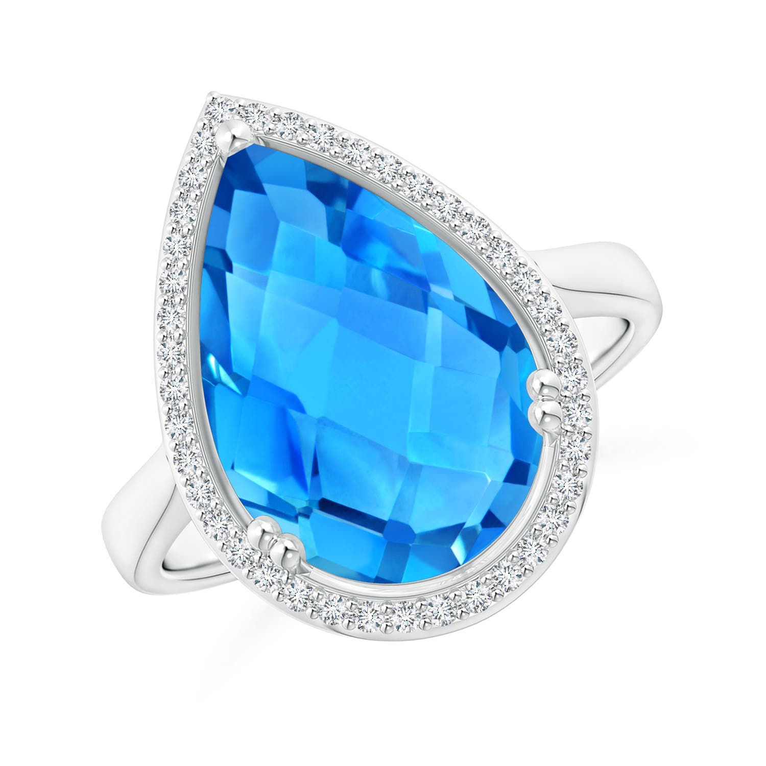 AAAA - Swiss Blue Topaz / 6.95 CT / 14 KT White Gold