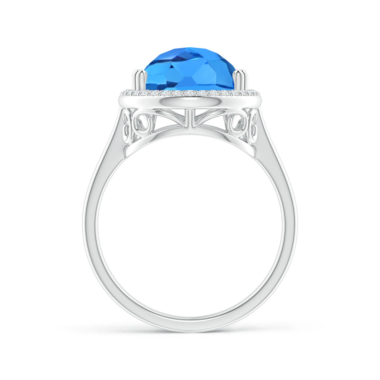 AAAA - Swiss Blue Topaz / 6.95 CT / 14 KT White Gold