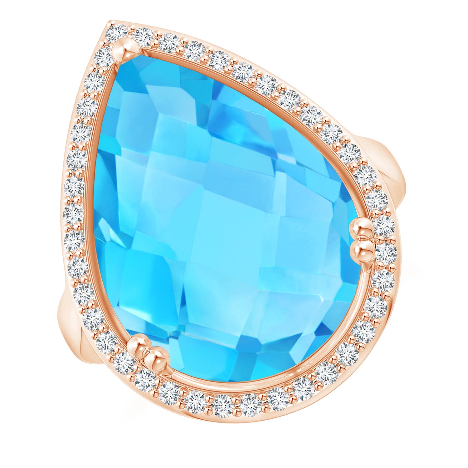 A - Swiss Blue Topaz / 12.92 CT / 14 KT Rose Gold