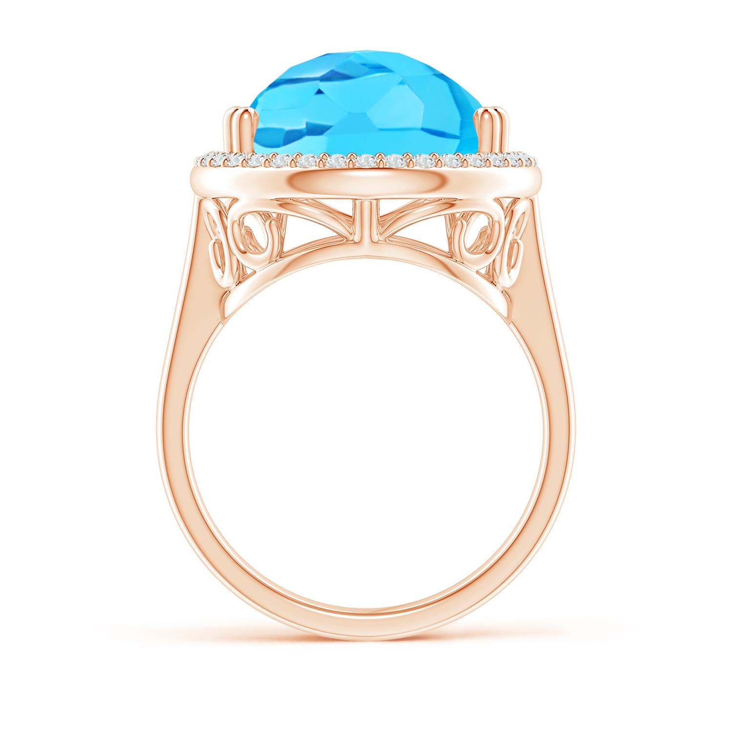 A - Swiss Blue Topaz / 12.92 CT / 14 KT Rose Gold