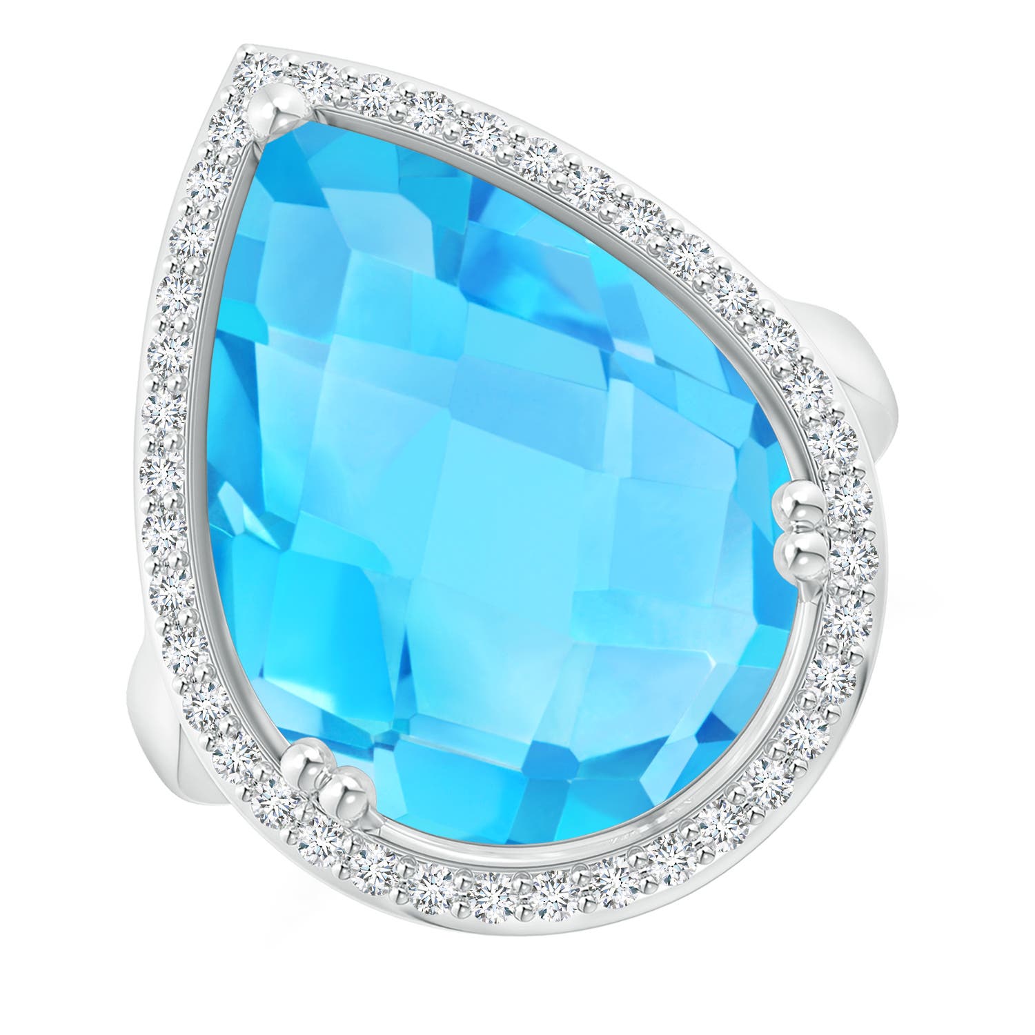 A - Swiss Blue Topaz / 12.92 CT / 14 KT White Gold