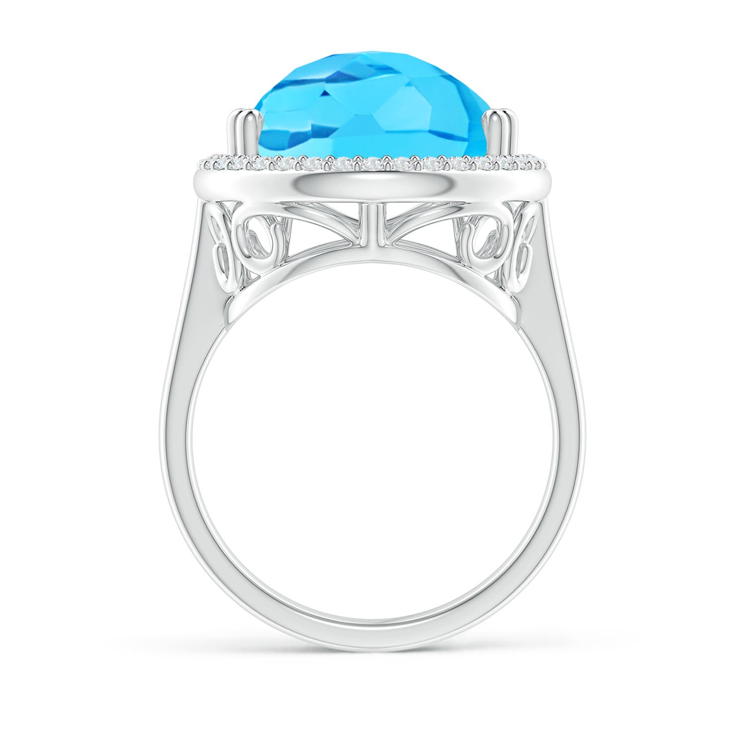 A - Swiss Blue Topaz / 12.92 CT / 14 KT White Gold