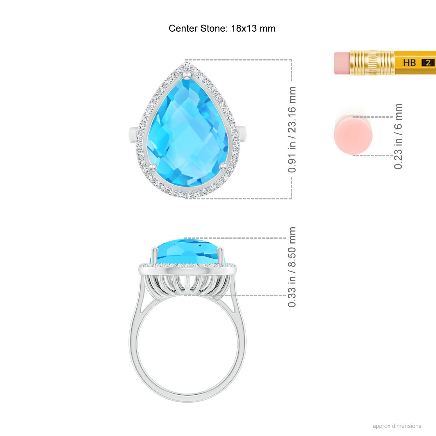 A - Swiss Blue Topaz / 12.92 CT / 14 KT White Gold