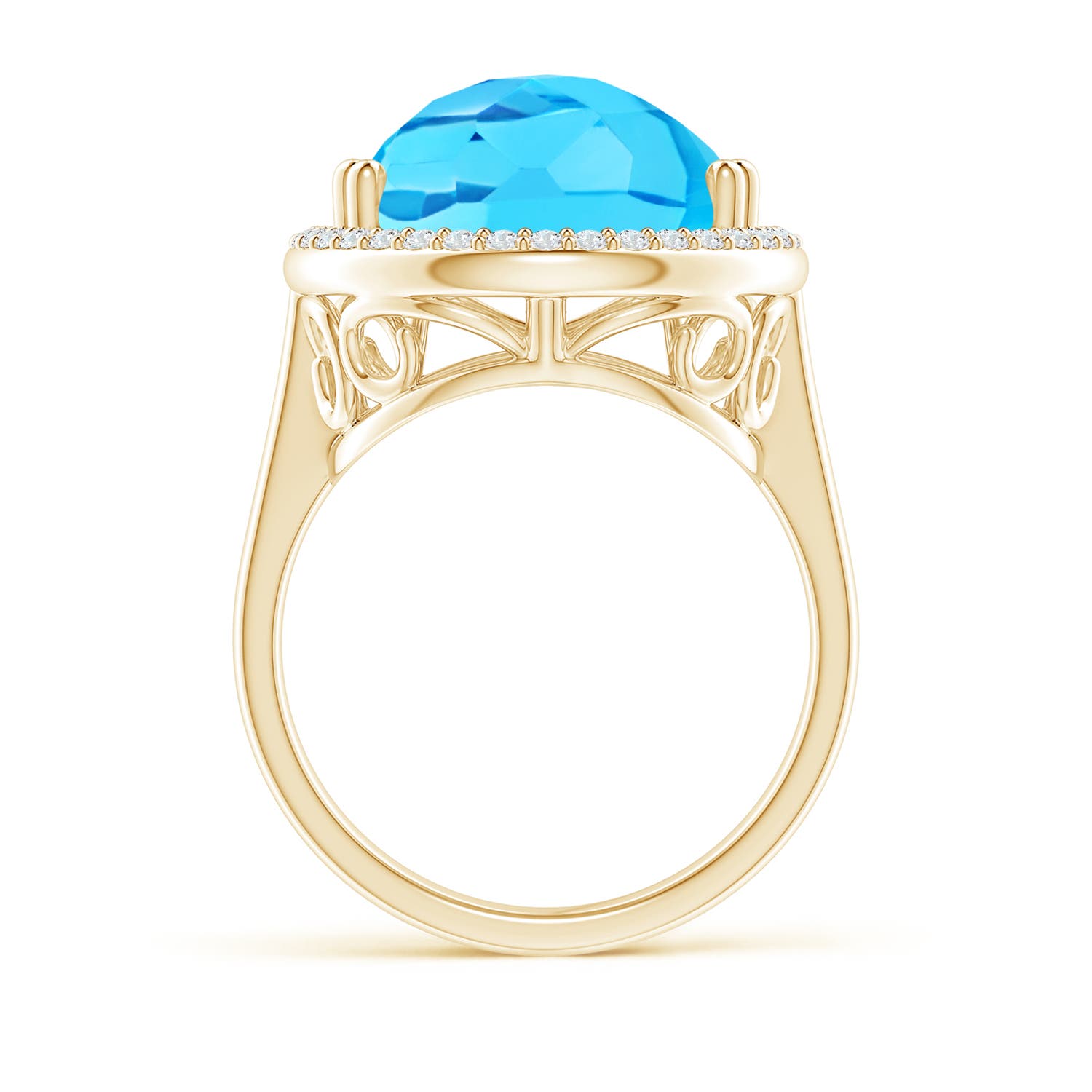 A - Swiss Blue Topaz / 12.92 CT / 14 KT Yellow Gold