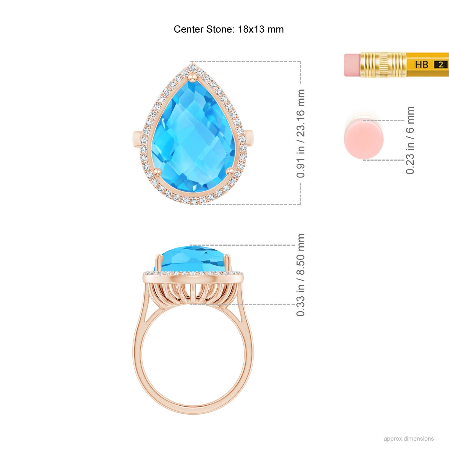 AA - Swiss Blue Topaz / 12.92 CT / 14 KT Rose Gold