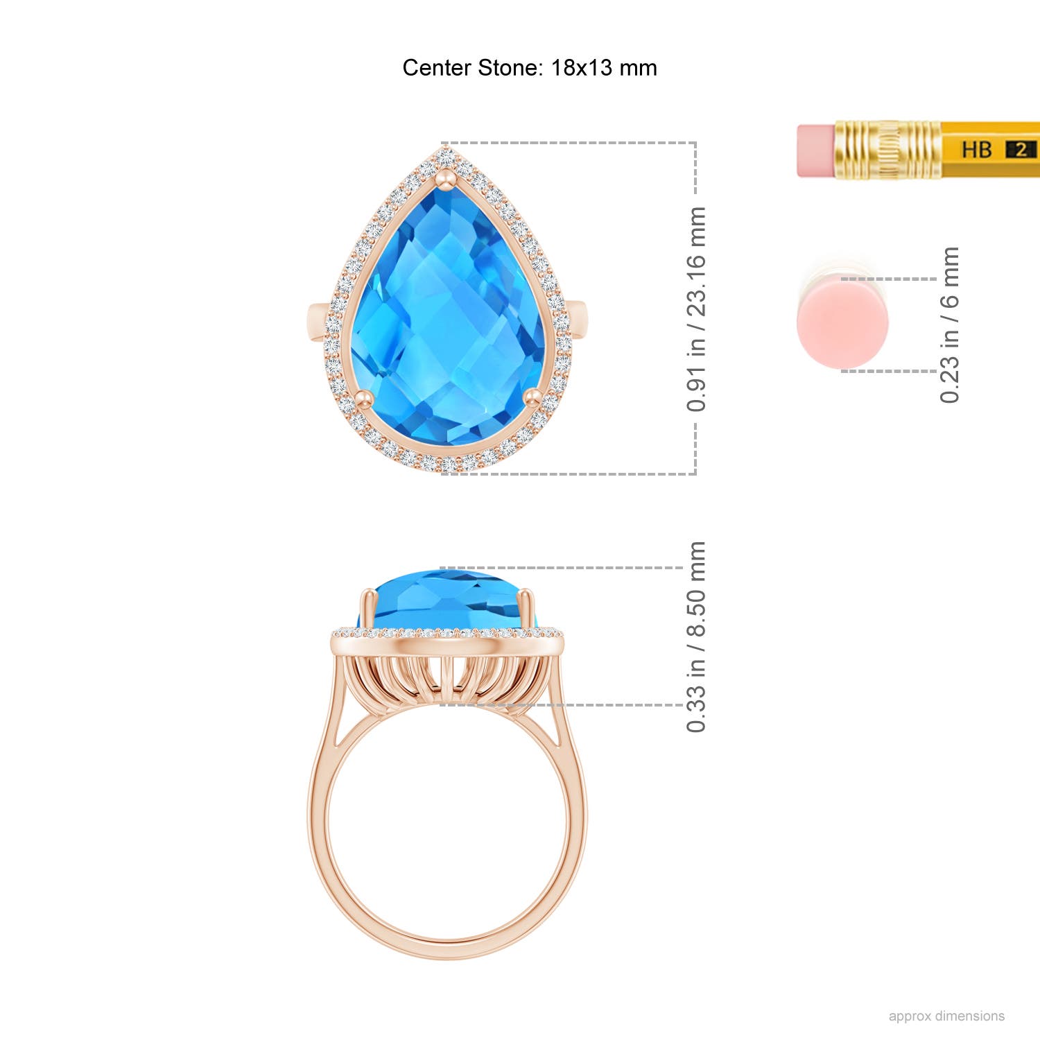 AAA - Swiss Blue Topaz / 12.92 CT / 14 KT Rose Gold