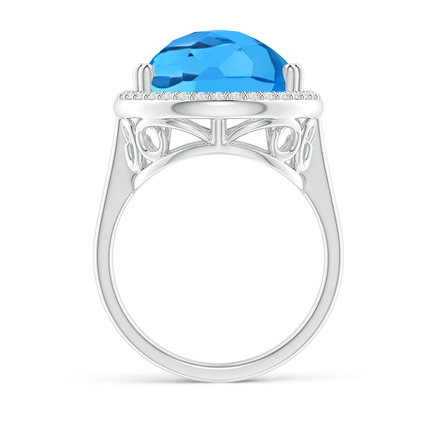 AAA - Swiss Blue Topaz / 12.92 CT / 14 KT White Gold