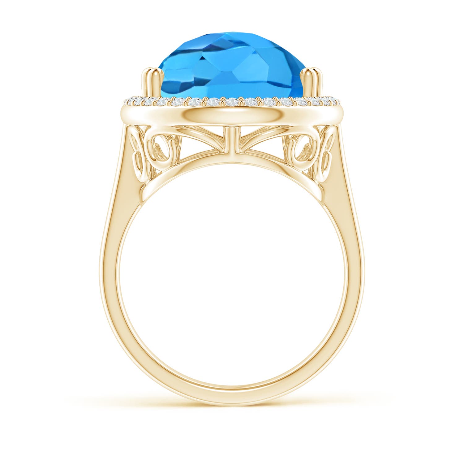 AAA - Swiss Blue Topaz / 12.92 CT / 14 KT Yellow Gold