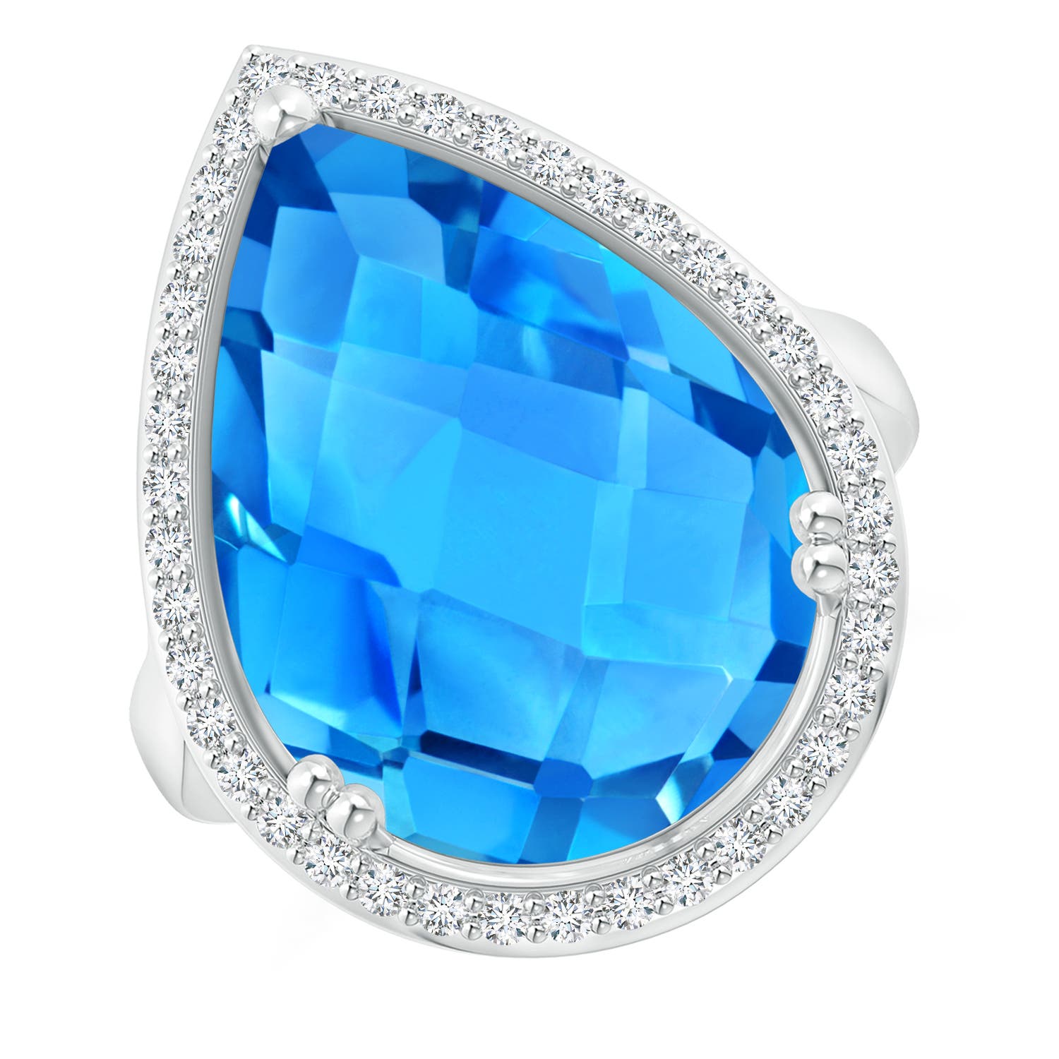 AAAA - Swiss Blue Topaz / 12.92 CT / 14 KT White Gold