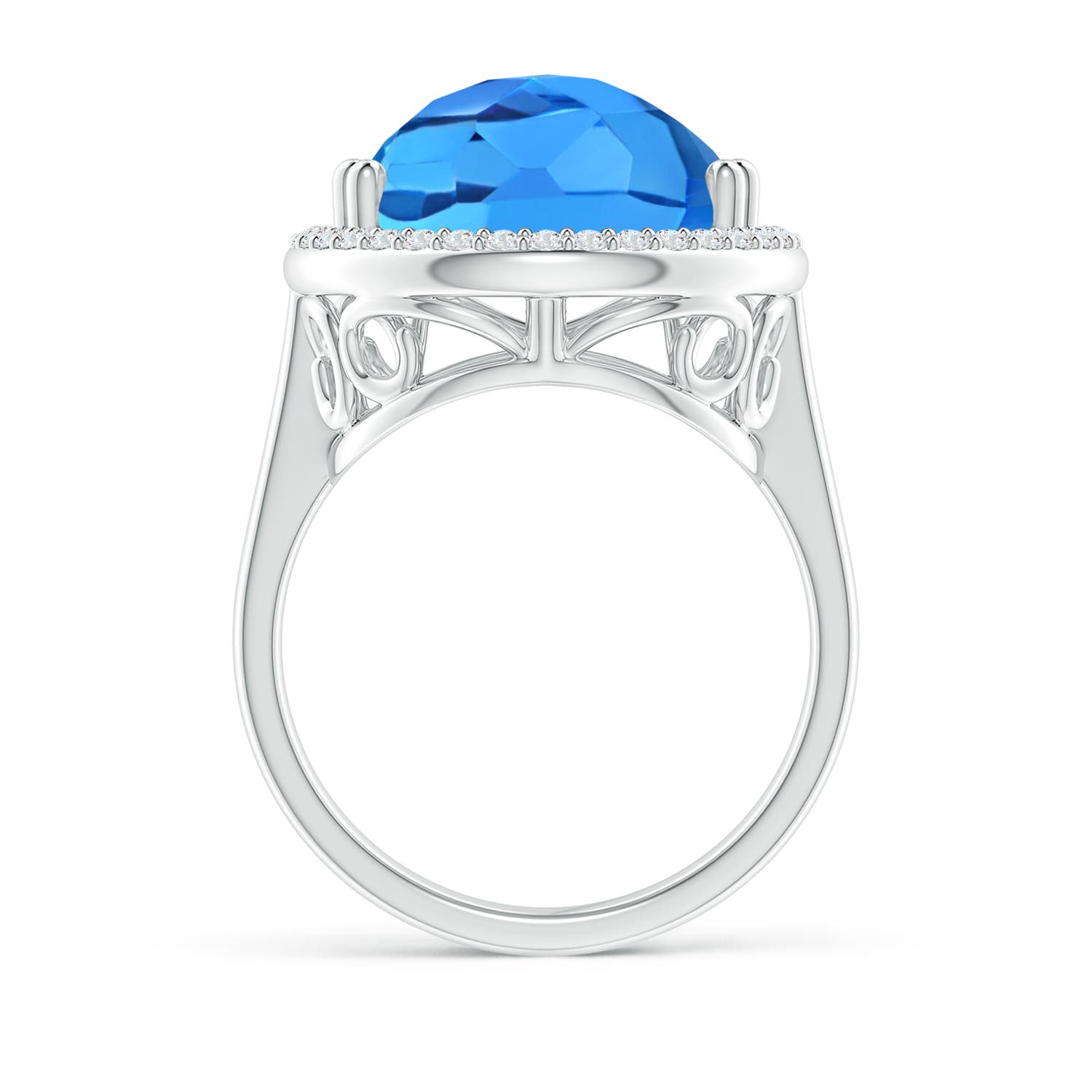 AAAA - Swiss Blue Topaz / 12.92 CT / 14 KT White Gold