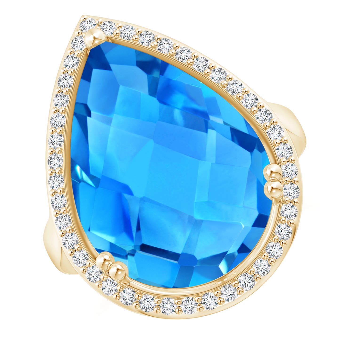 AAAA - Swiss Blue Topaz / 12.92 CT / 14 KT Yellow Gold