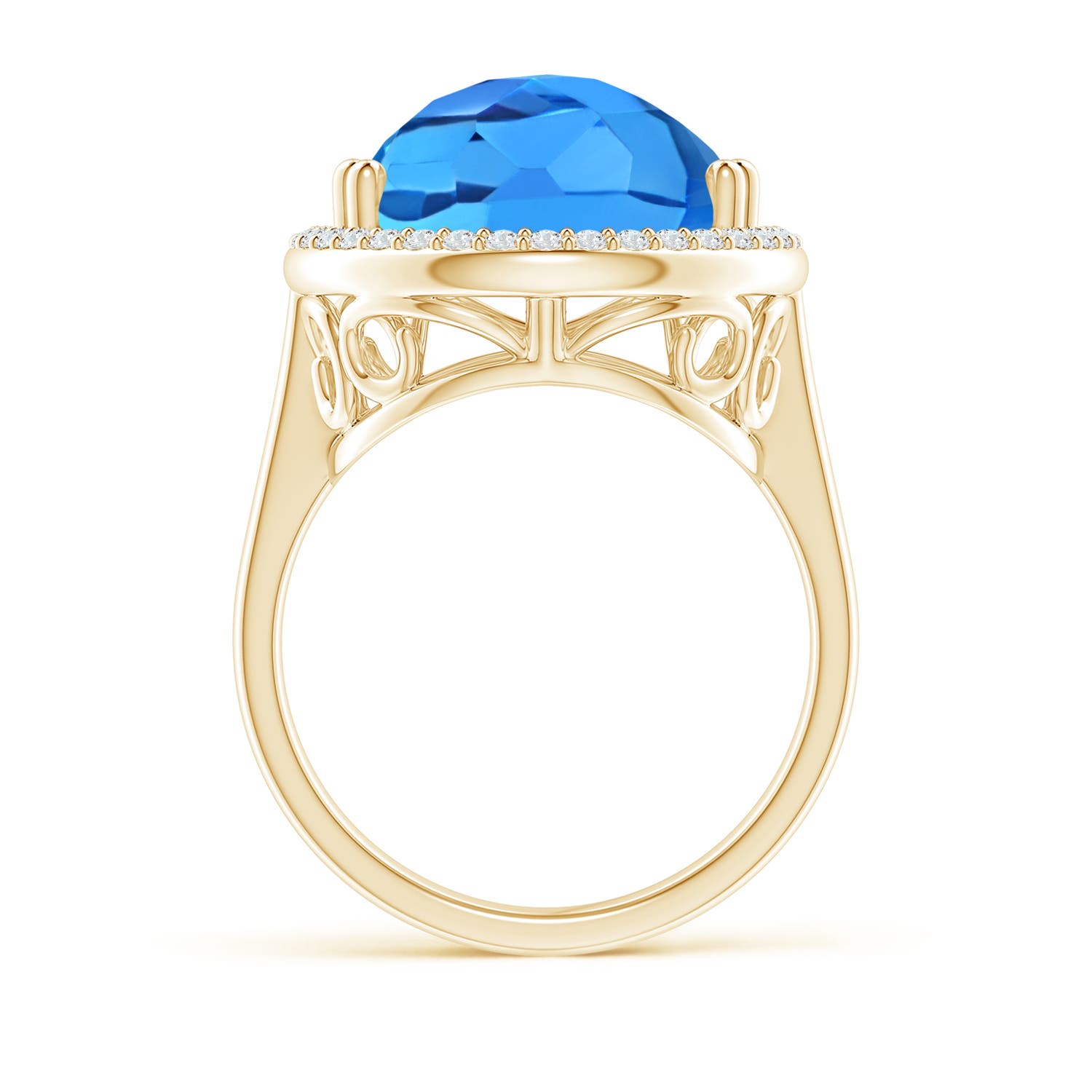 AAAA - Swiss Blue Topaz / 12.92 CT / 14 KT Yellow Gold