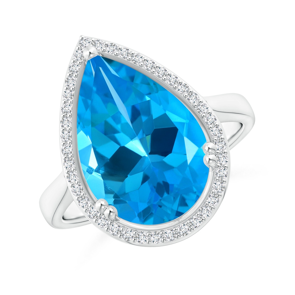 16.16x11.12x7.40mm AAAA GIA Certified Pear Swiss Blue Topaz Cocktail Ring in White Gold