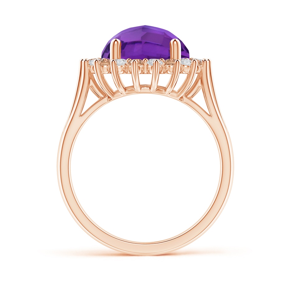 10mm AAA Round Amethyst Triple Split Shank Ring with Alternating Halo in Rose Gold product image