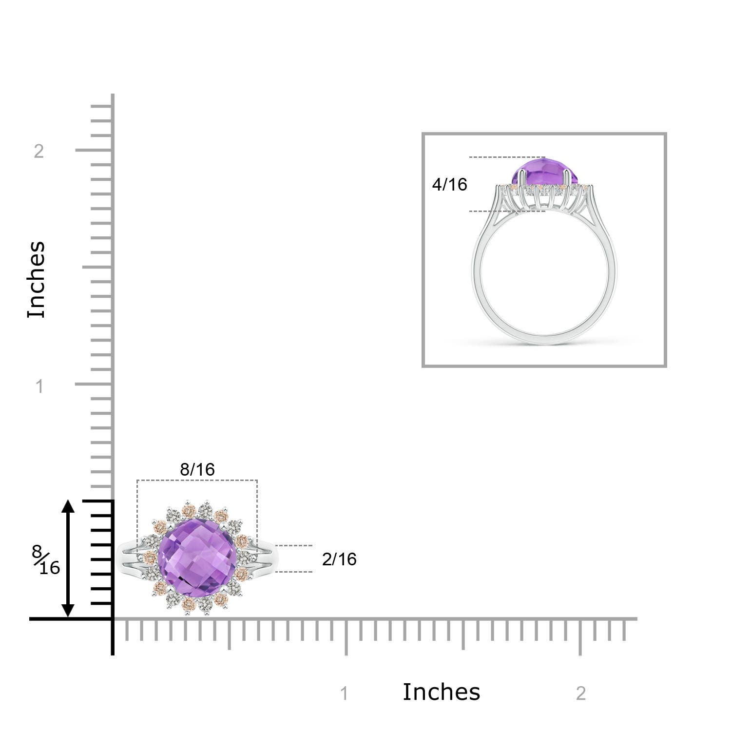 A - Amethyst / 2.1 CT / 14 KT White Gold