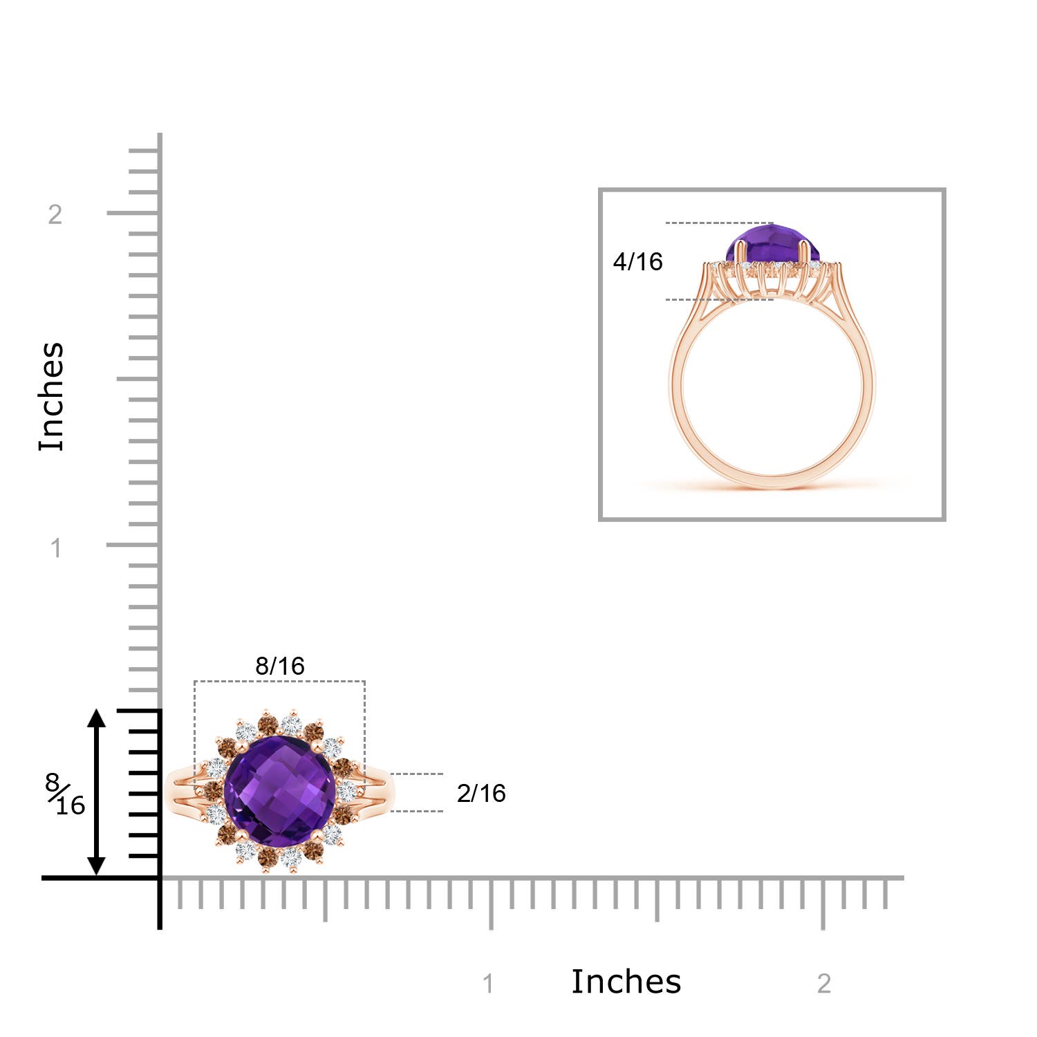 AAAA - Amethyst / 2.1 CT / 14 KT Rose Gold