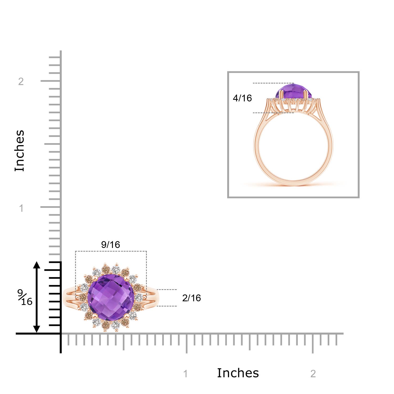 AA - Amethyst / 3 CT / 14 KT Rose Gold