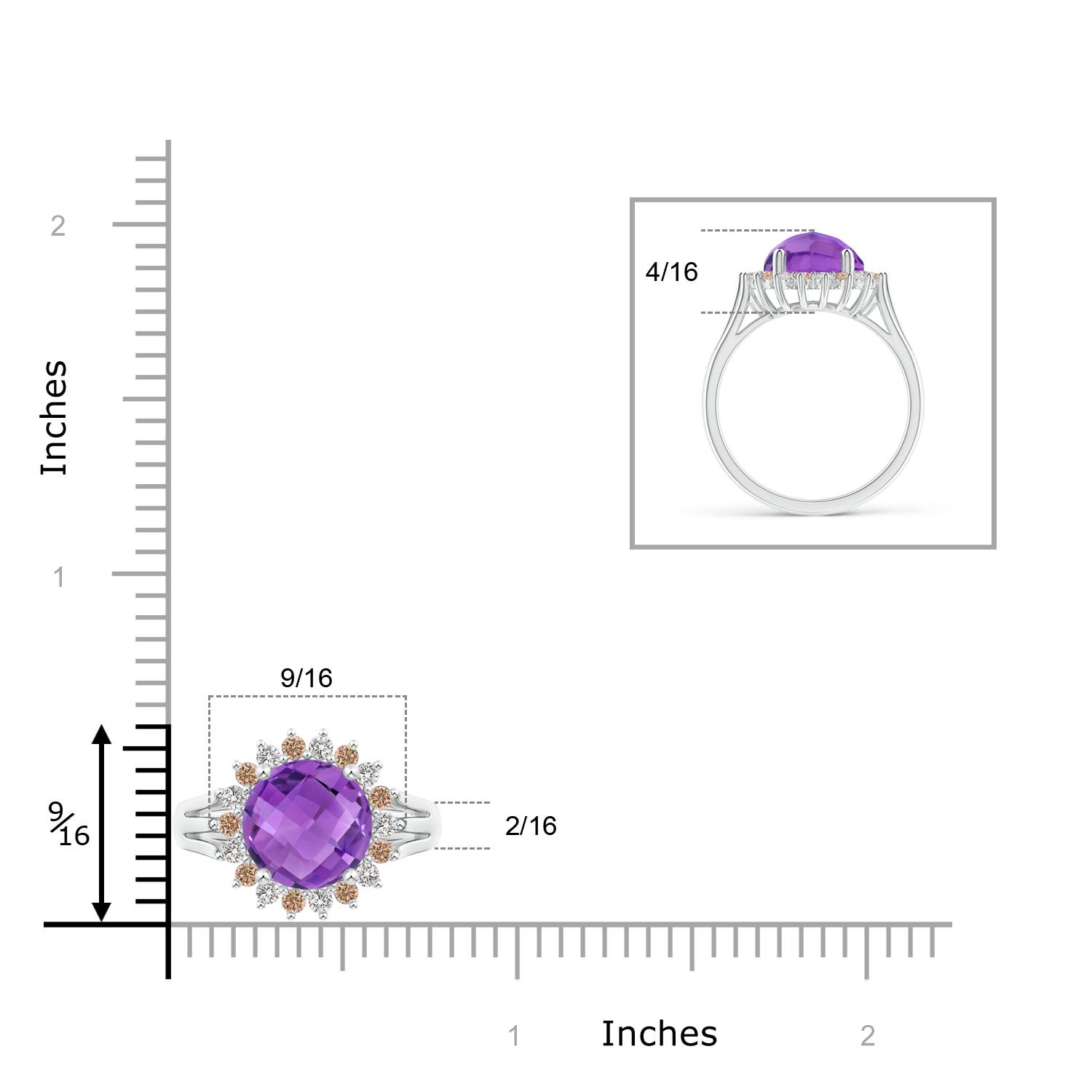 AA - Amethyst / 3 CT / 14 KT White Gold