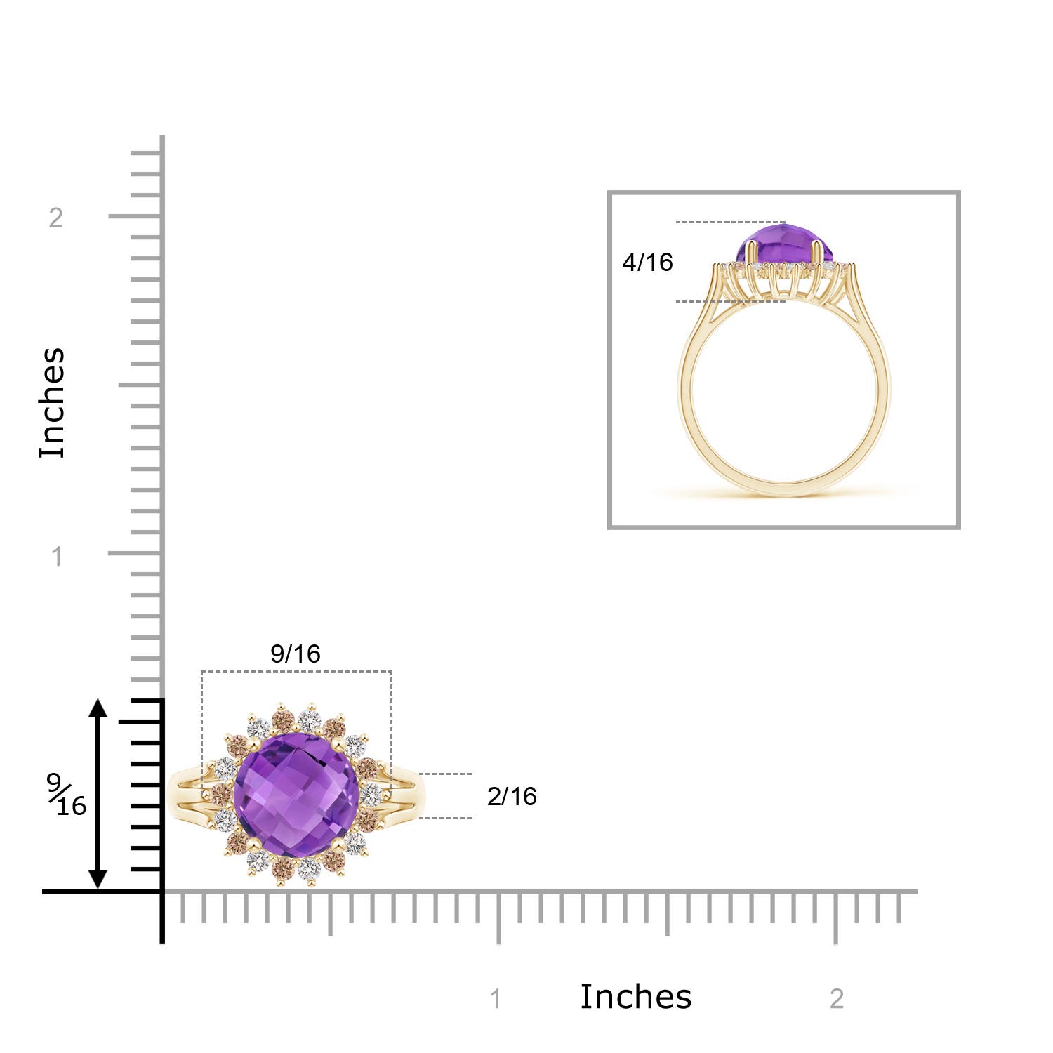 AA - Amethyst / 3 CT / 14 KT Yellow Gold