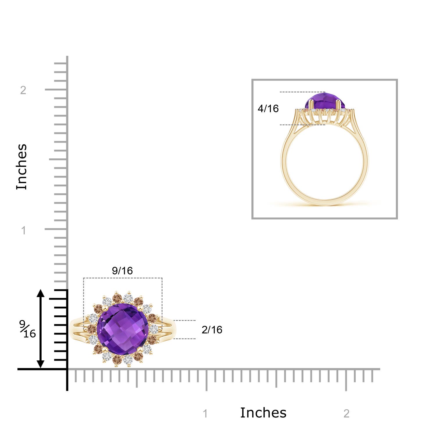 AAA - Amethyst / 3 CT / 14 KT Yellow Gold