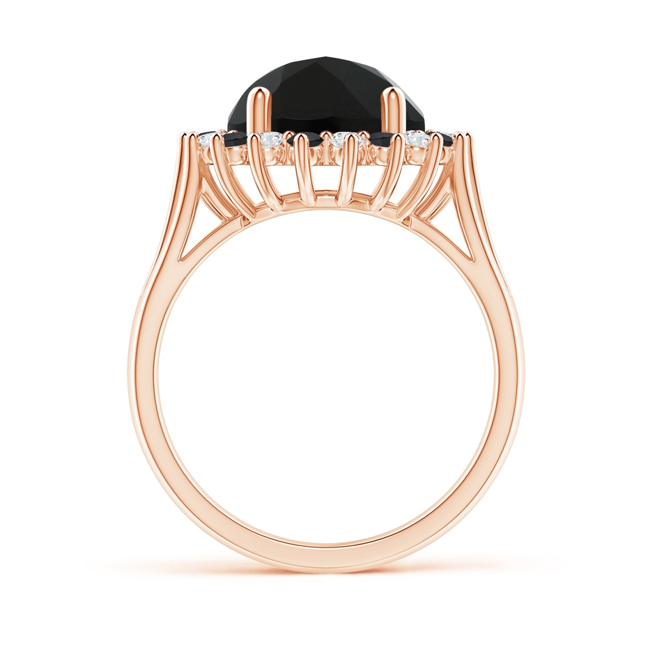 10mm AAA Black Onyx Triple Split Shank Ring with Alternating Halo in Rose Gold product image