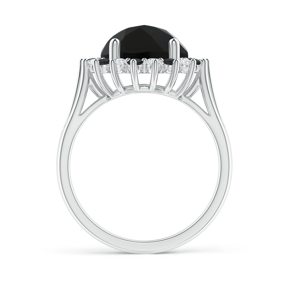 10mm AAA Black Onyx Triple Split Shank Ring with Alternating Halo in White Gold product image