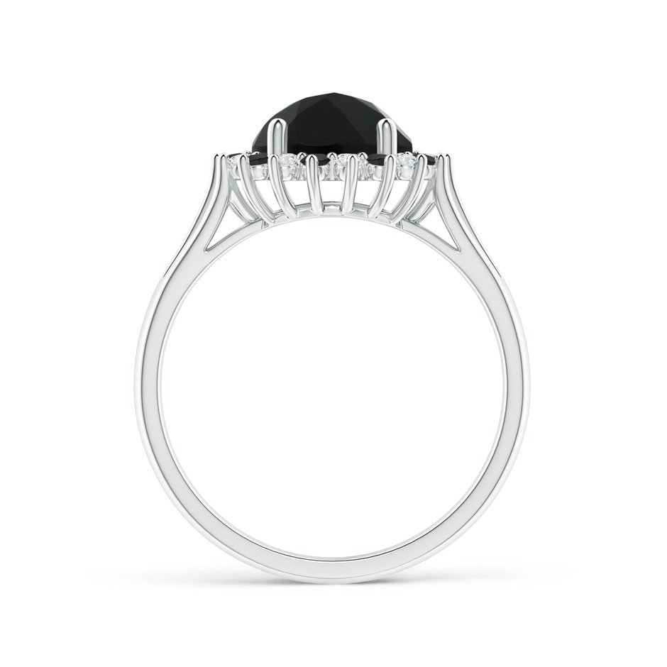 8mm AAA Black Onyx Triple Split Shank Ring with Alternating Halo in White Gold product image