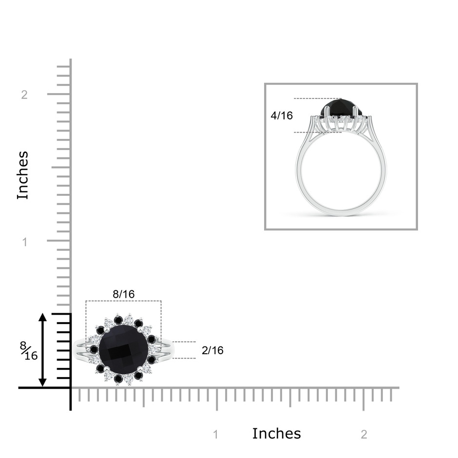 8mm AAA Black Onyx Triple Split Shank Ring with Alternating Halo in White Gold product image