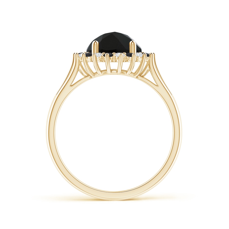 8mm AAA Black Onyx Triple Split Shank Ring with Alternating Halo in Yellow Gold product image