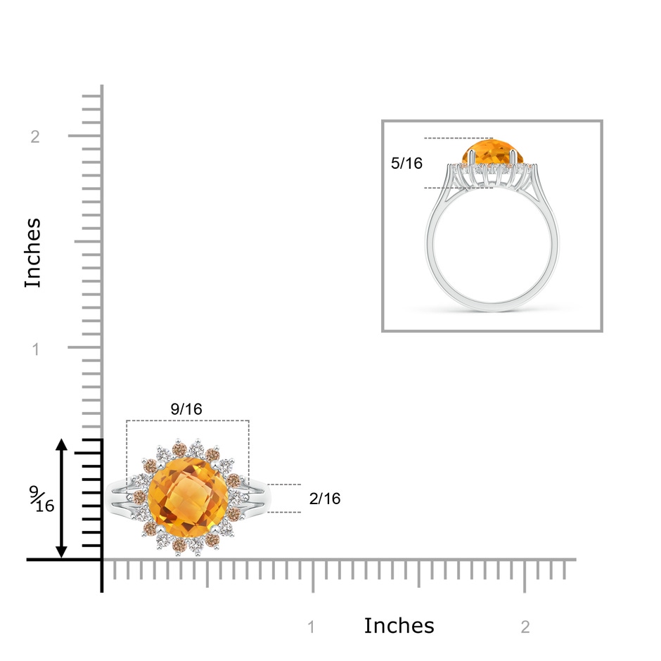 10mm AA Round Citrine Triple Split Shank Ring with Alternating Halo in White Gold ruler