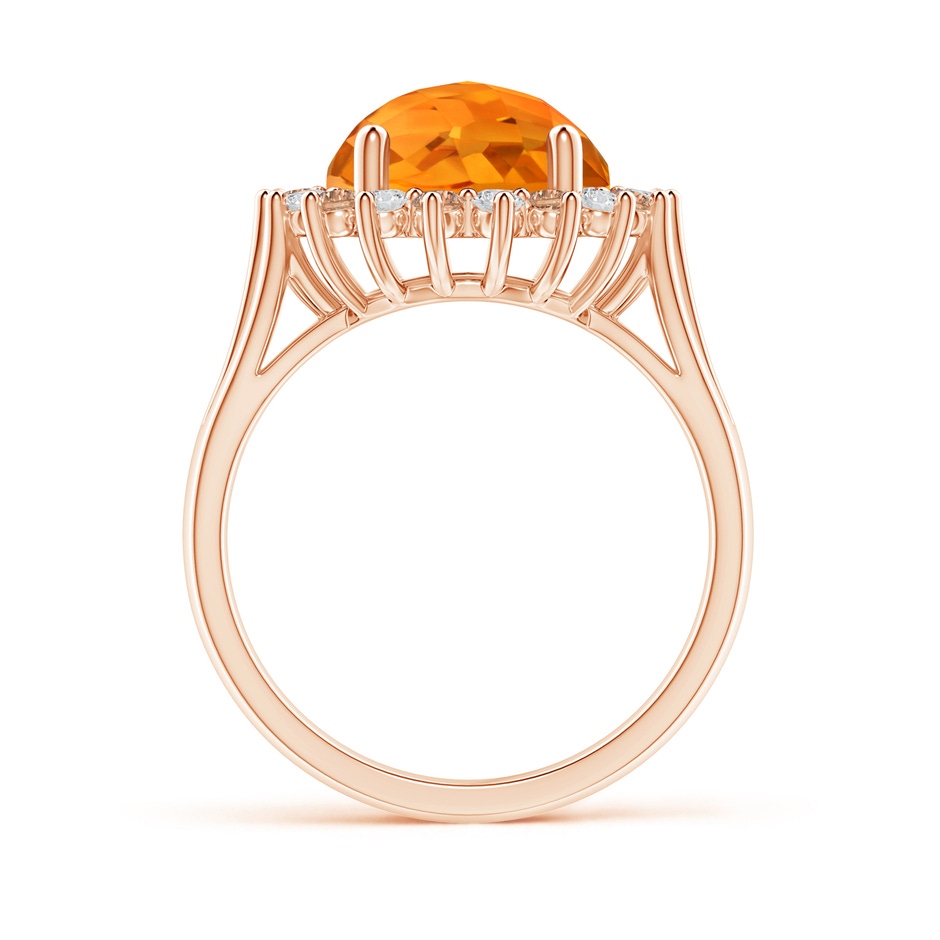 10mm AAA Round Citrine Triple Split Shank Ring with Alternating Halo in Rose Gold side-1