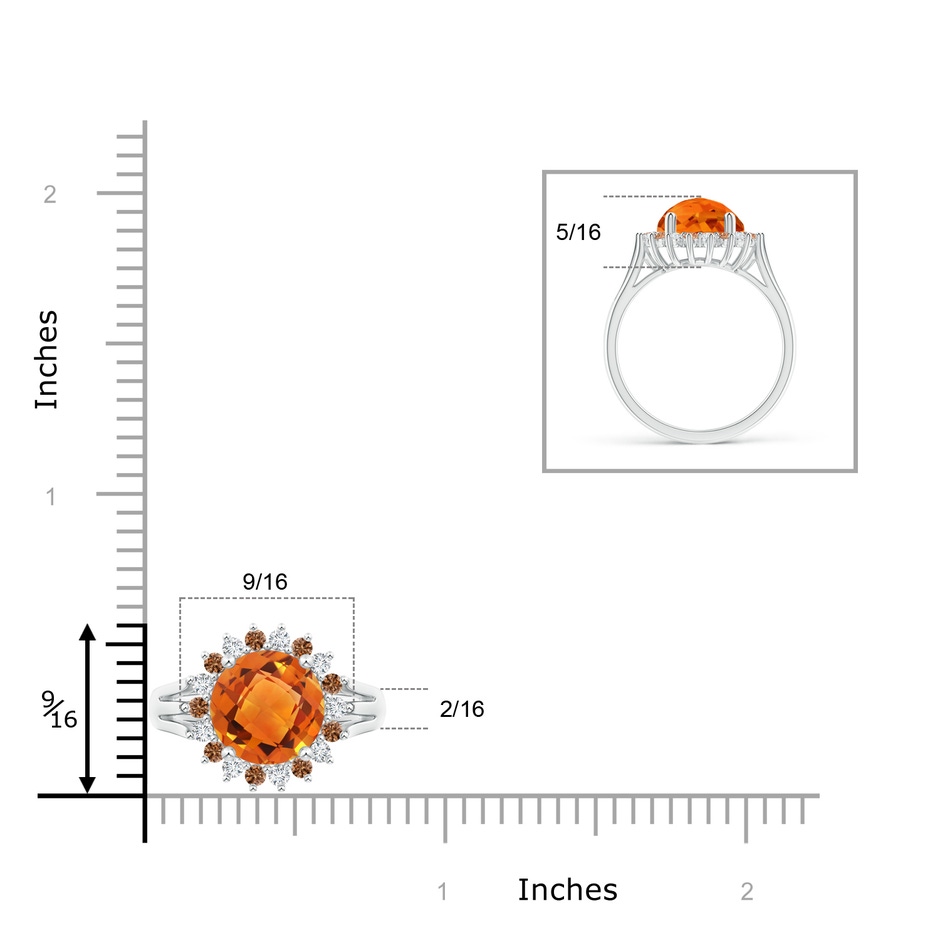 10mm AAAA Round Citrine Triple Split Shank Ring with Alternating Halo in White Gold ruler