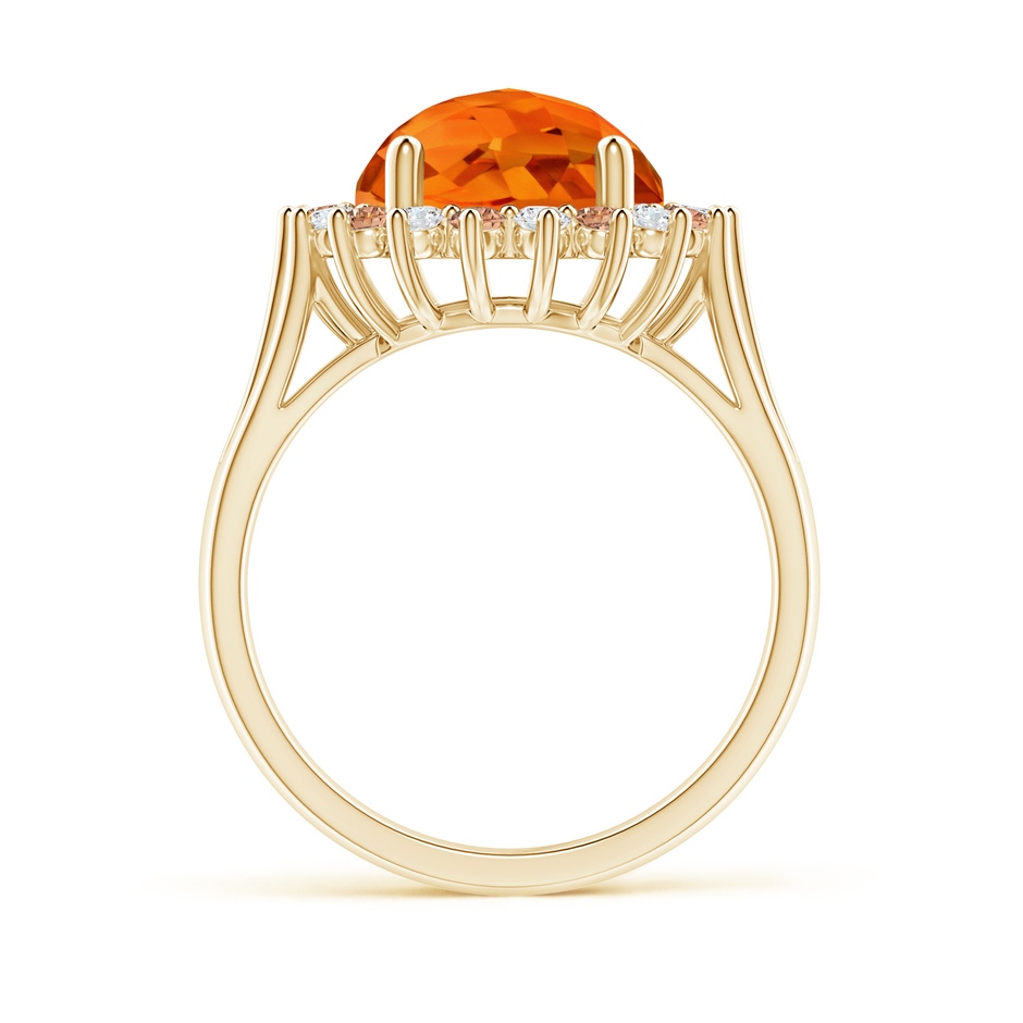 10mm AAAA Round Citrine Triple Split Shank Ring with Alternating Halo in Yellow Gold side-1
