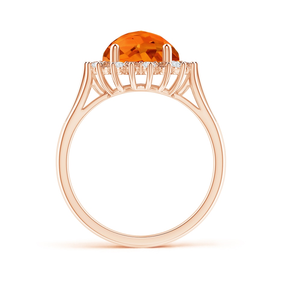 9mm AAAA Round Citrine Triple Split Shank Ring with Alternating Halo in Rose Gold side-1