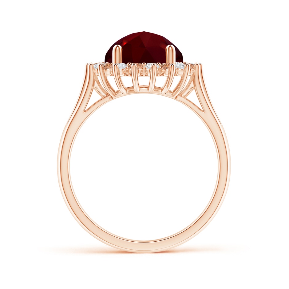 9mm AAAA Round Garnet Triple Split Shank Ring with Alternating Halo in Rose Gold product image