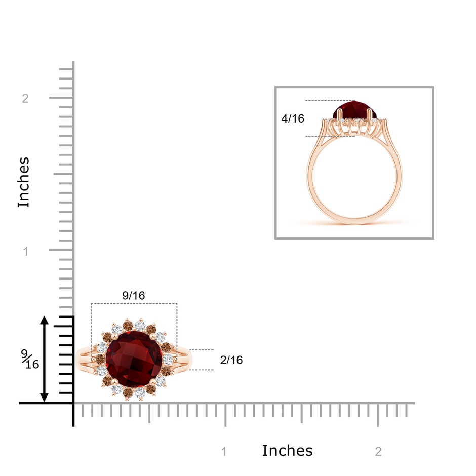 9mm AAAA Round Garnet Triple Split Shank Ring with Alternating Halo in Rose Gold product image