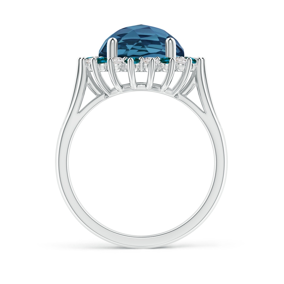 10mm AA London Blue Topaz Triple Shank Ring with Alternating Halo in White Gold side-1