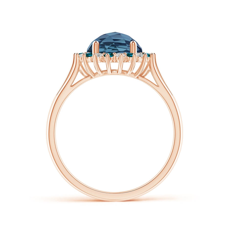 8mm A London Blue Topaz Triple Shank Ring with Alternating Halo in Rose Gold side-1