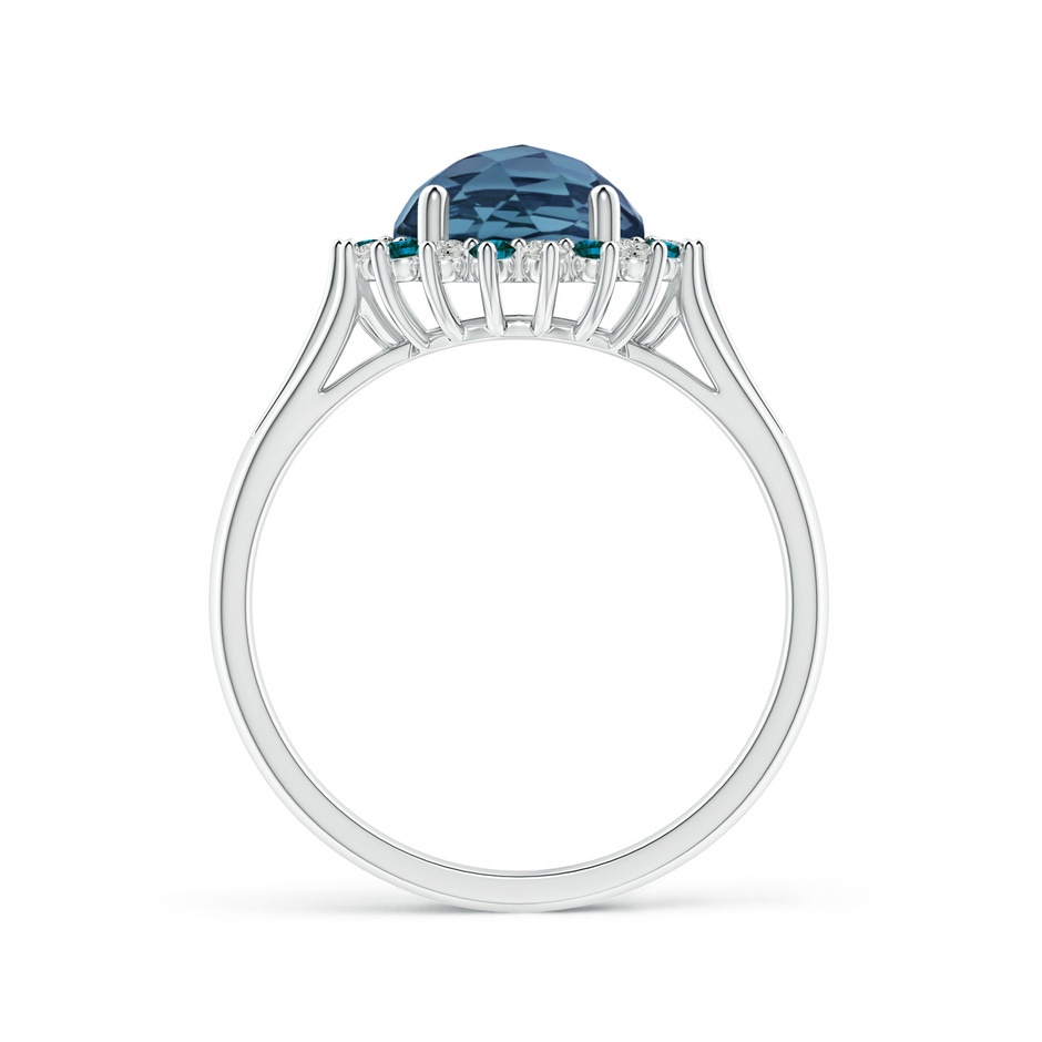 8mm A London Blue Topaz Triple Shank Ring with Alternating Halo in White Gold side-1