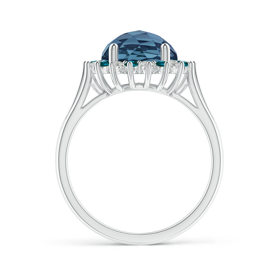 9mm A London Blue Topaz Triple Shank Ring with Alternating Halo in White Gold side-1