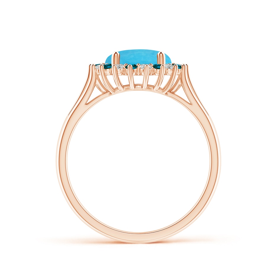 8mm A Round Turquoise Triple Split Shank Ring with Alternating Halo in Rose Gold side-1