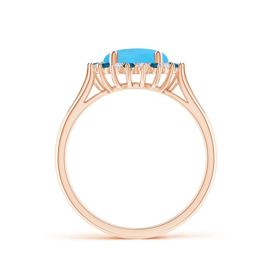 8mm AAA Round Turquoise Triple Split Shank Ring with Alternating Halo in Rose Gold side-1