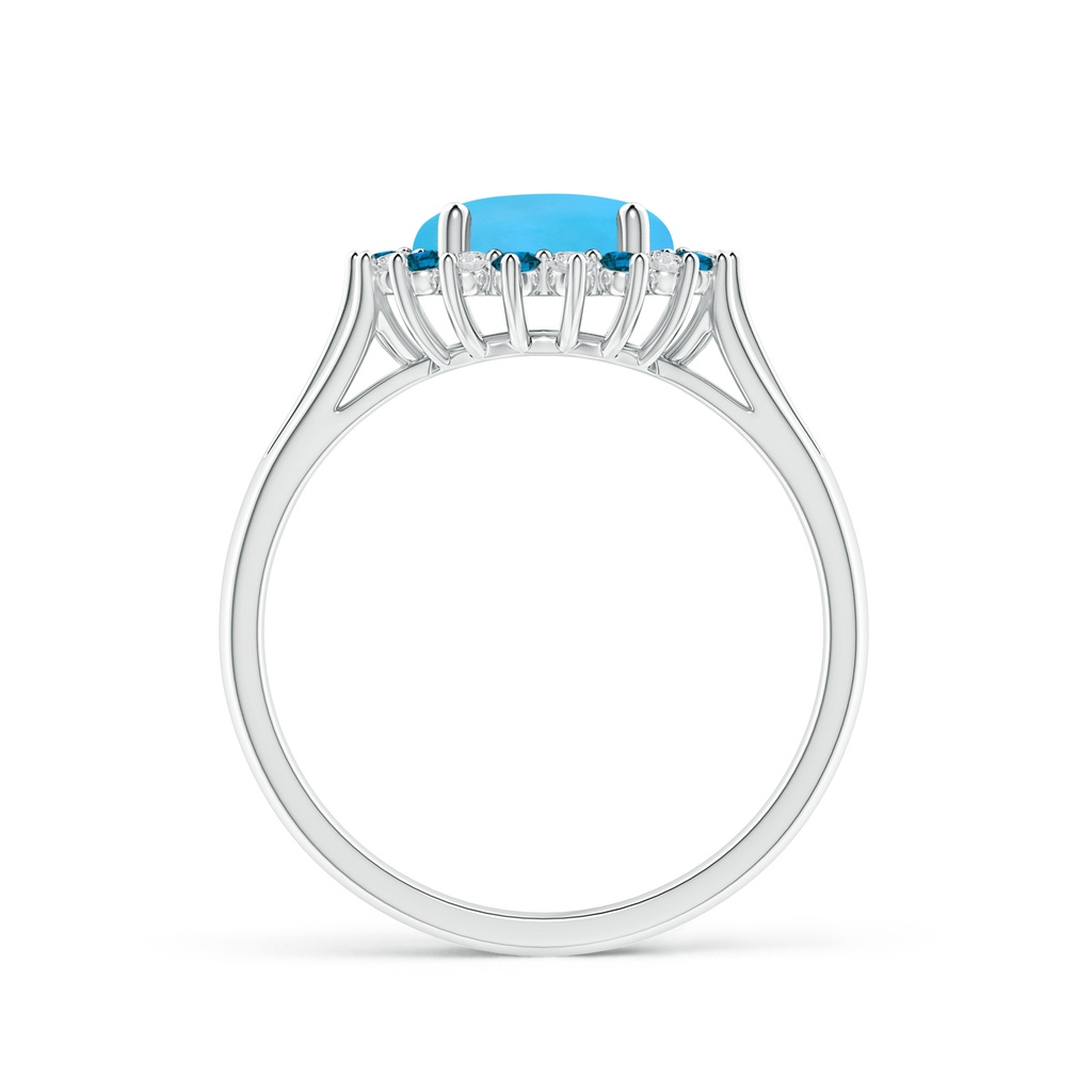 8mm AAA Round Turquoise Triple Split Shank Ring with Alternating Halo in White Gold Side-1