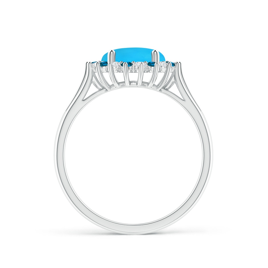 8mm AAAA Round Turquoise Triple Split Shank Ring with Alternating Halo in White Gold side-1