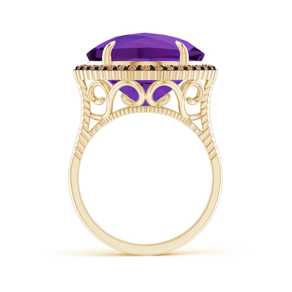 13mm AAAA Claw-Set Cushion Amethyst Halo Ring with Filigree in Yellow Gold product image