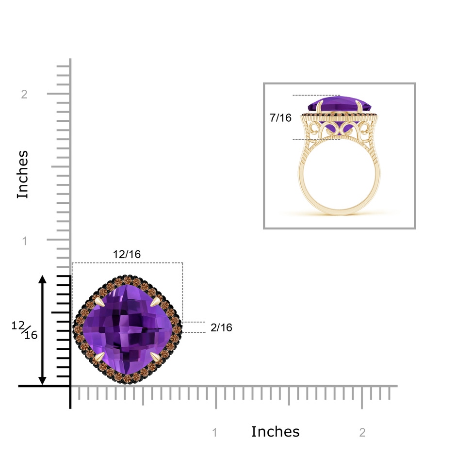 13mm AAAA Claw-Set Cushion Amethyst Halo Ring with Filigree in Yellow Gold product image